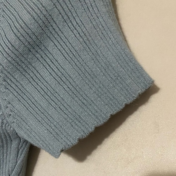 Allie Rose women's S steel blue button up short sleeve sweater bodysuit NWT - Picture 5 of 6